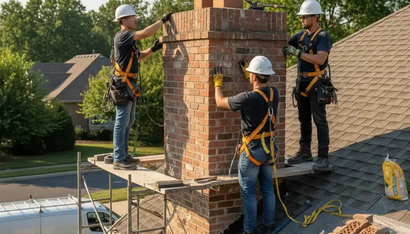 Shreveport, LA chimney repair by FX Remodeling & Exteriors for masonry cracks and storm damage