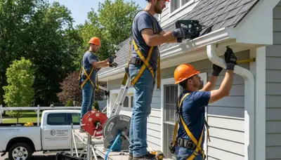 Gutter installation on a Shreveport, LA home by FX Remodeling & Exteriors for stormwater protection