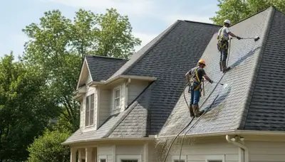 Roof cleaning in Shreveport, LA by FX Remodeling & Exteriors removes algae, moss, and grime