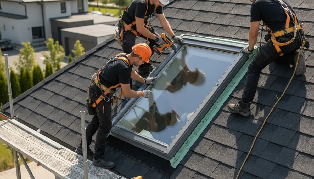 Skylight installation in Shreveport, LA by FX Remodeling & Exteriors on a residential roof